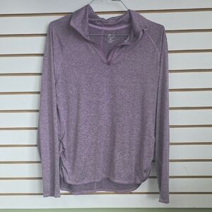Active Long Sleeve Purple V Neck Top XL